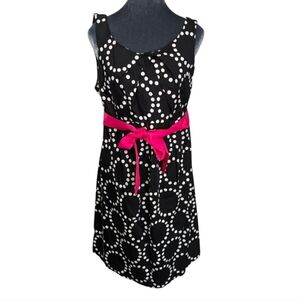 Motherhood Maternity Black & White Polka Dot/Circles Dress w/ Pink…